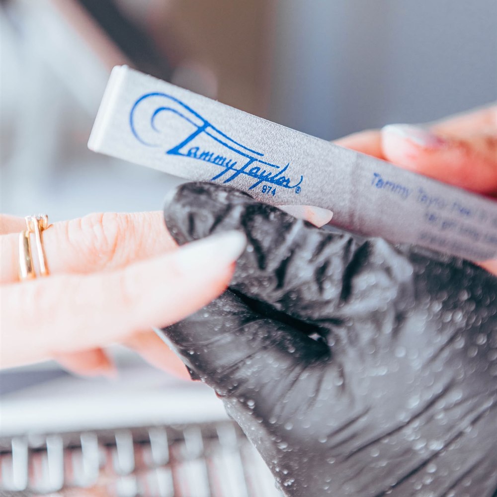 Nail filing with a Tammy Taylor file — see more on Instagram